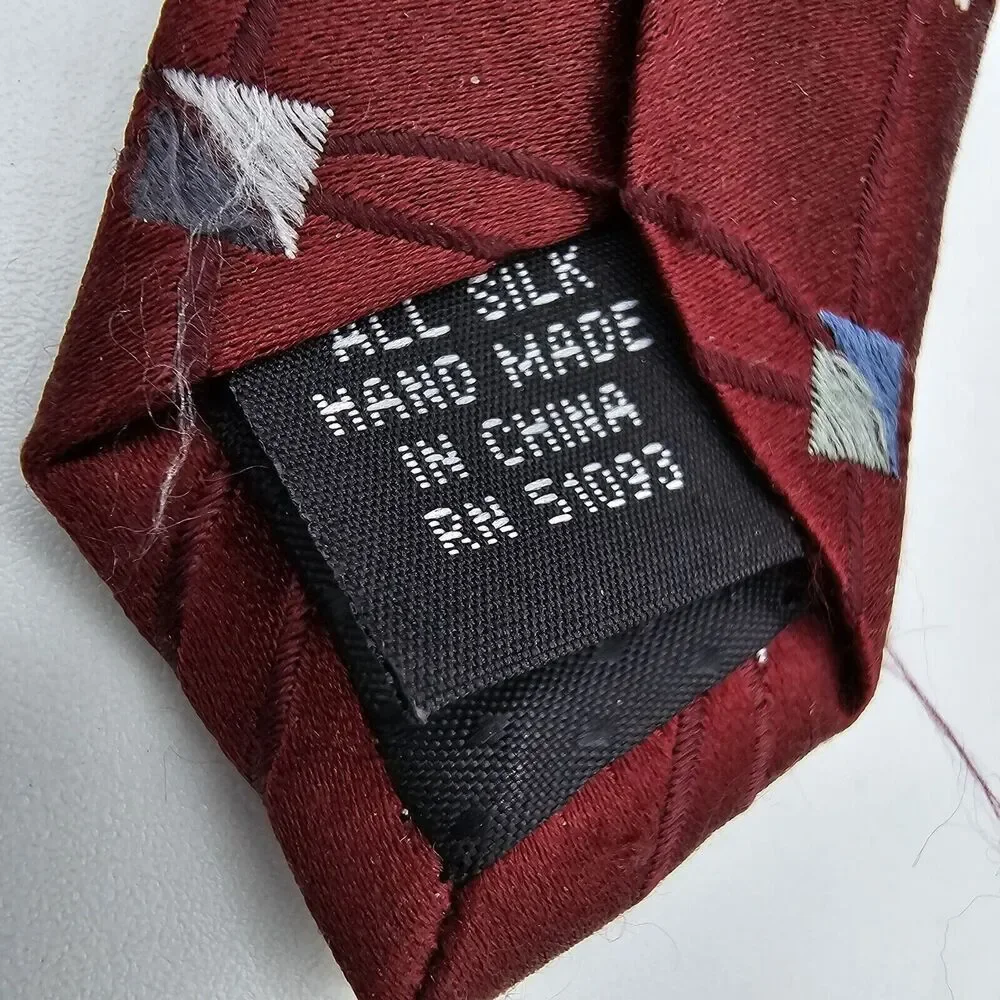 Necktie Mens Vintage Croft & Barrow silk Maroon Burgundy Size 59 By 4 Inches - Picture 6 of 6